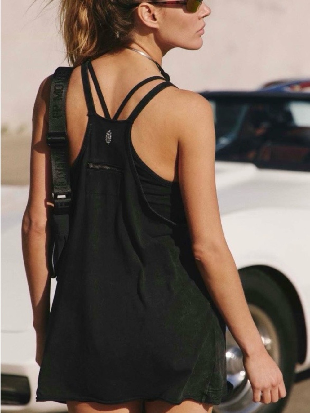 Free People Movement Hot Shot Mini Dress Shorts Romper Gray Black Small